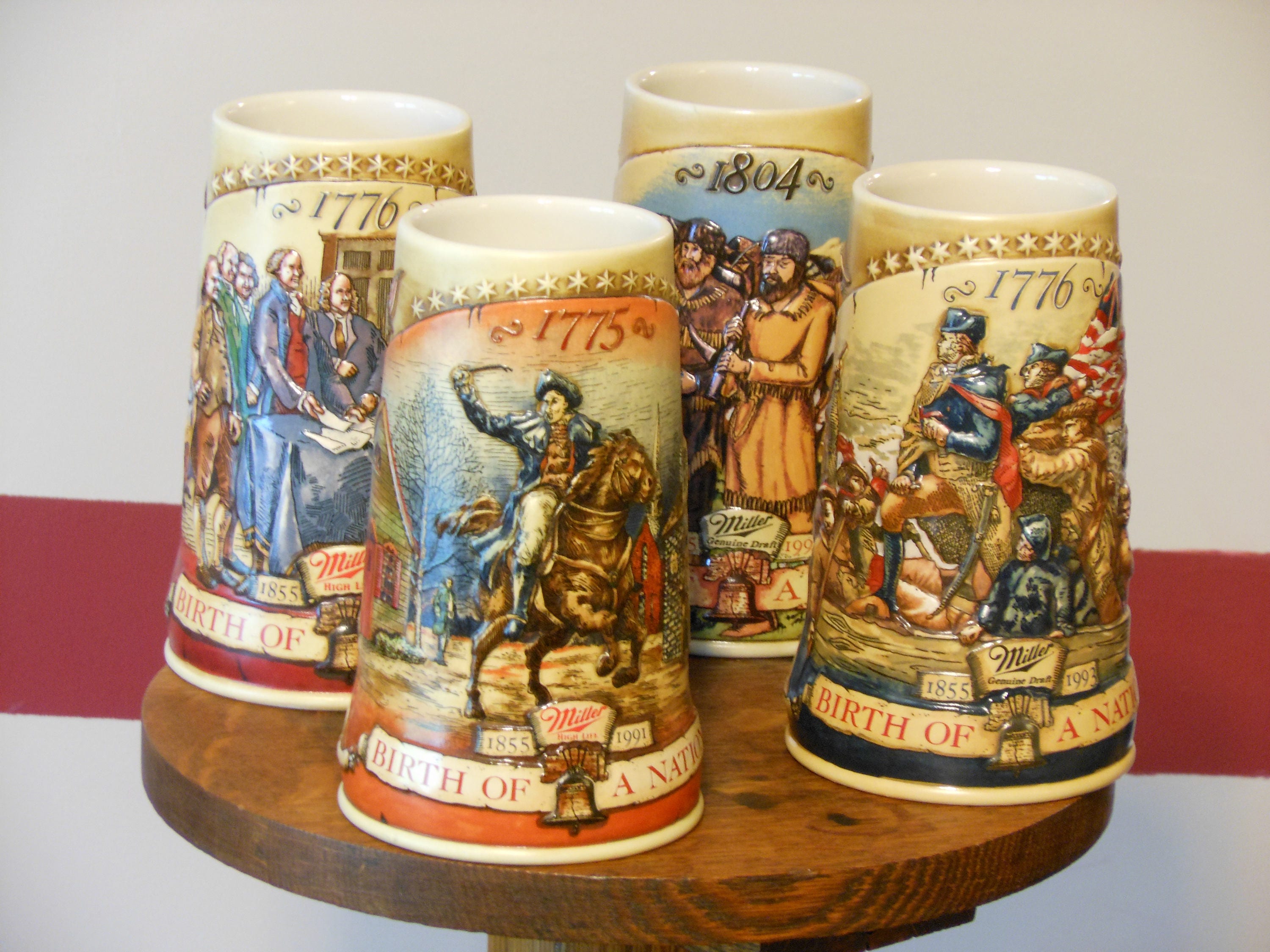 Complete Set of Four Miller Brewing Birth of a Nation Series Steins (1991)