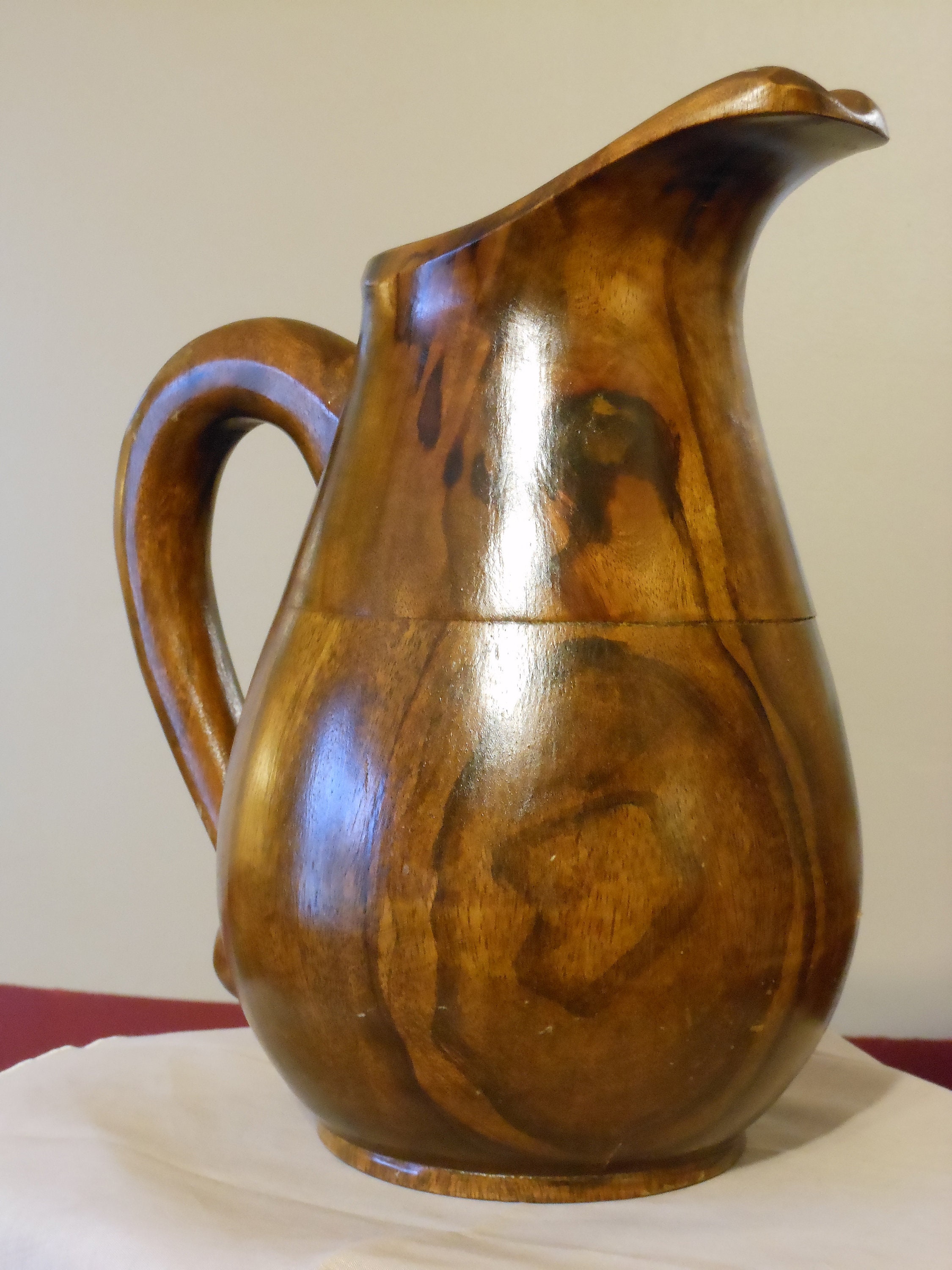 Large Wooden Pitcher Vase
