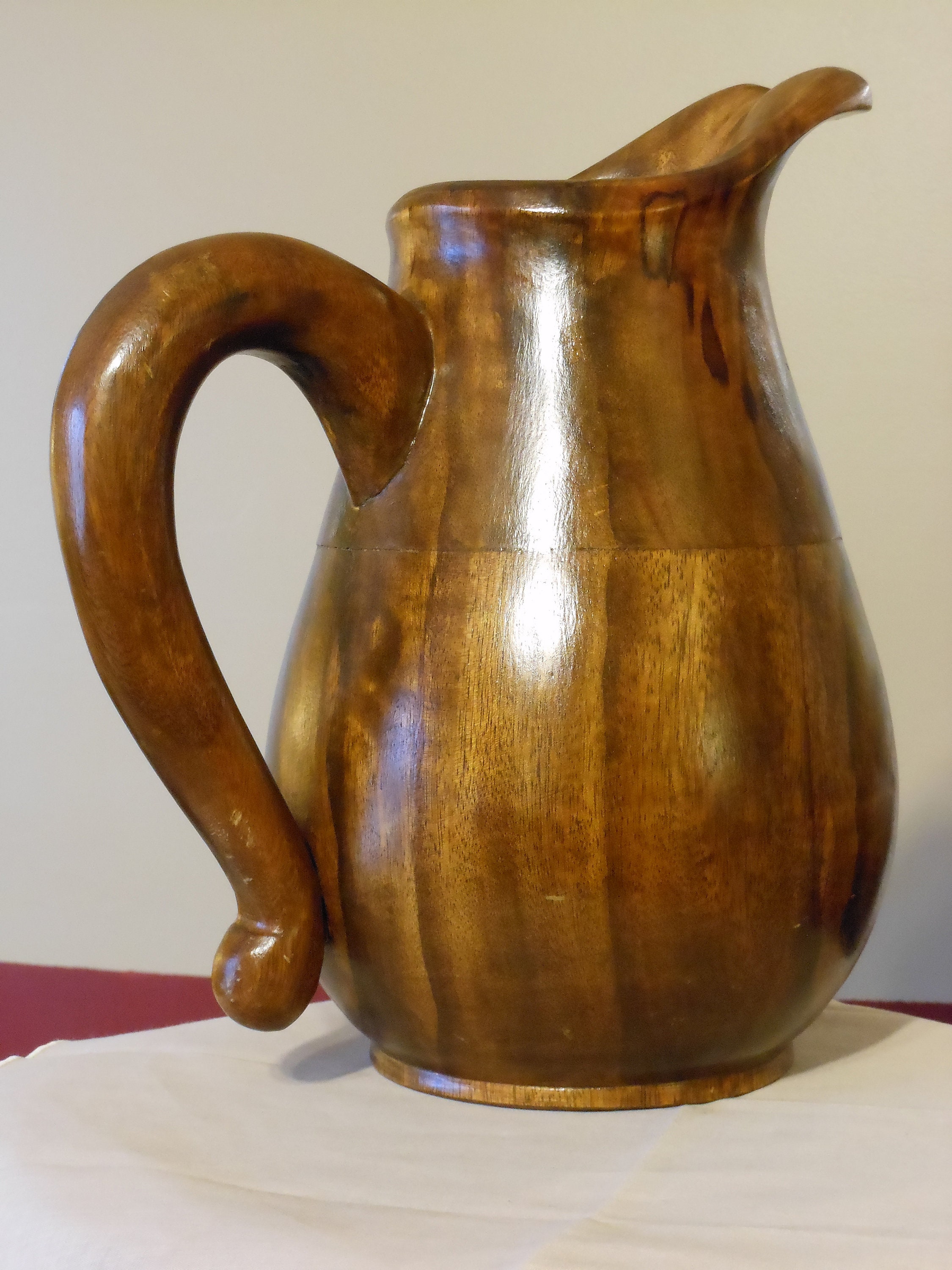 Large Wooden Pitcher Vase