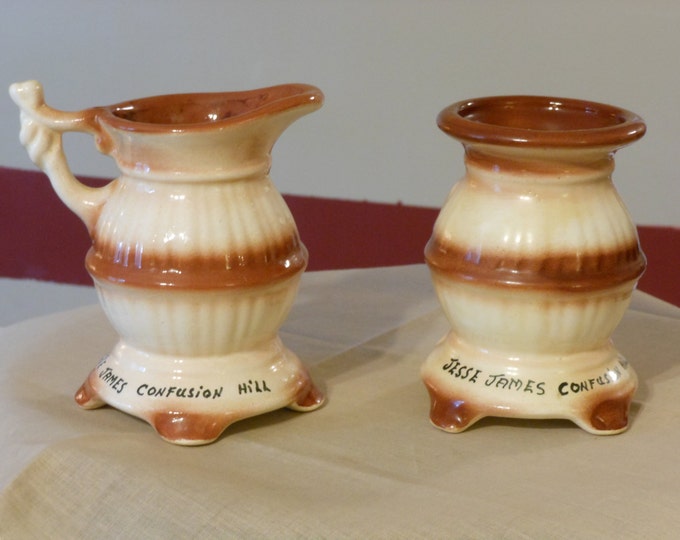 Jesse James Confusion Hill Vintage Creamer & Sugar Bowl