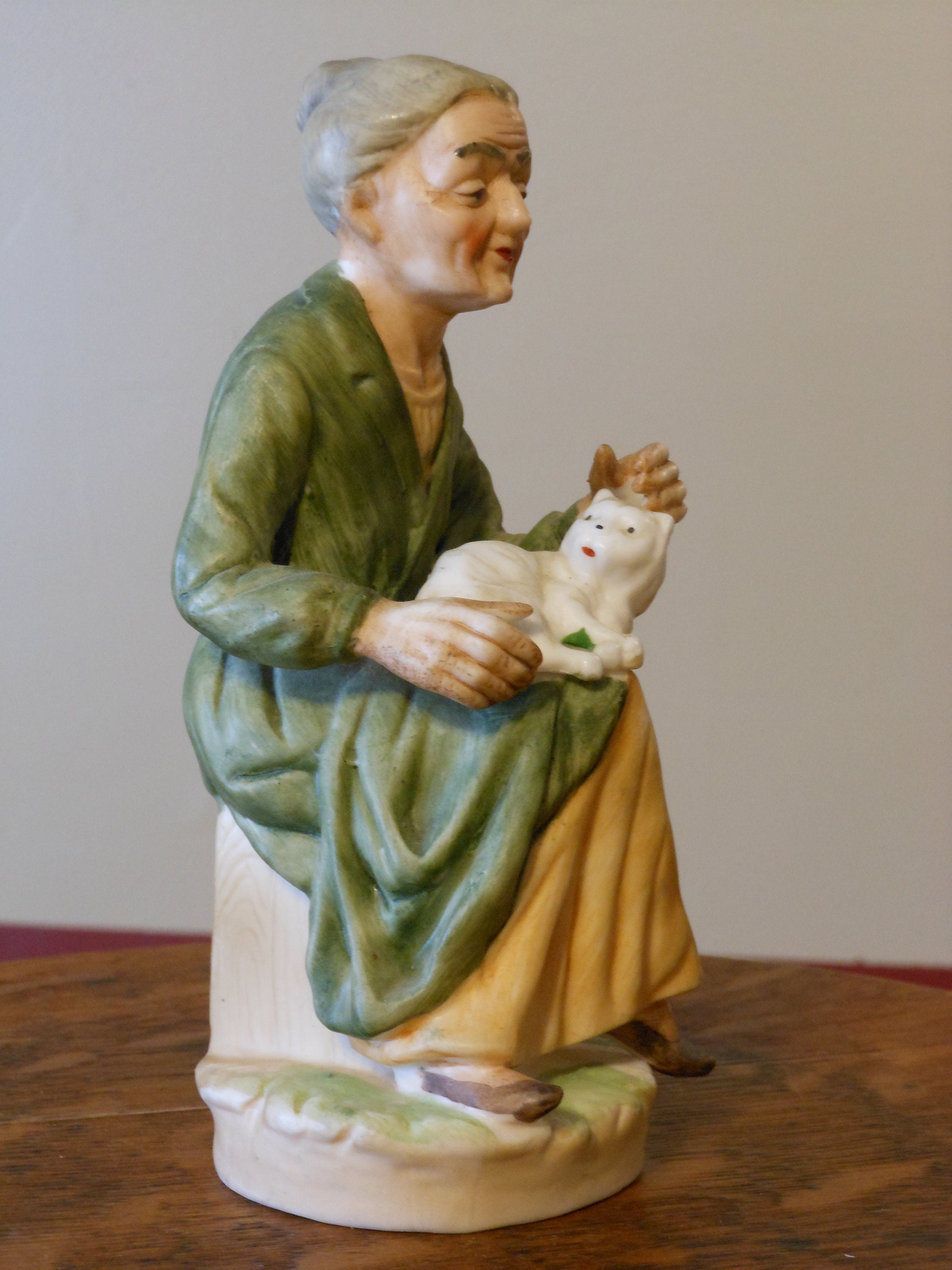 An Old Lady & Her Cat Figurine