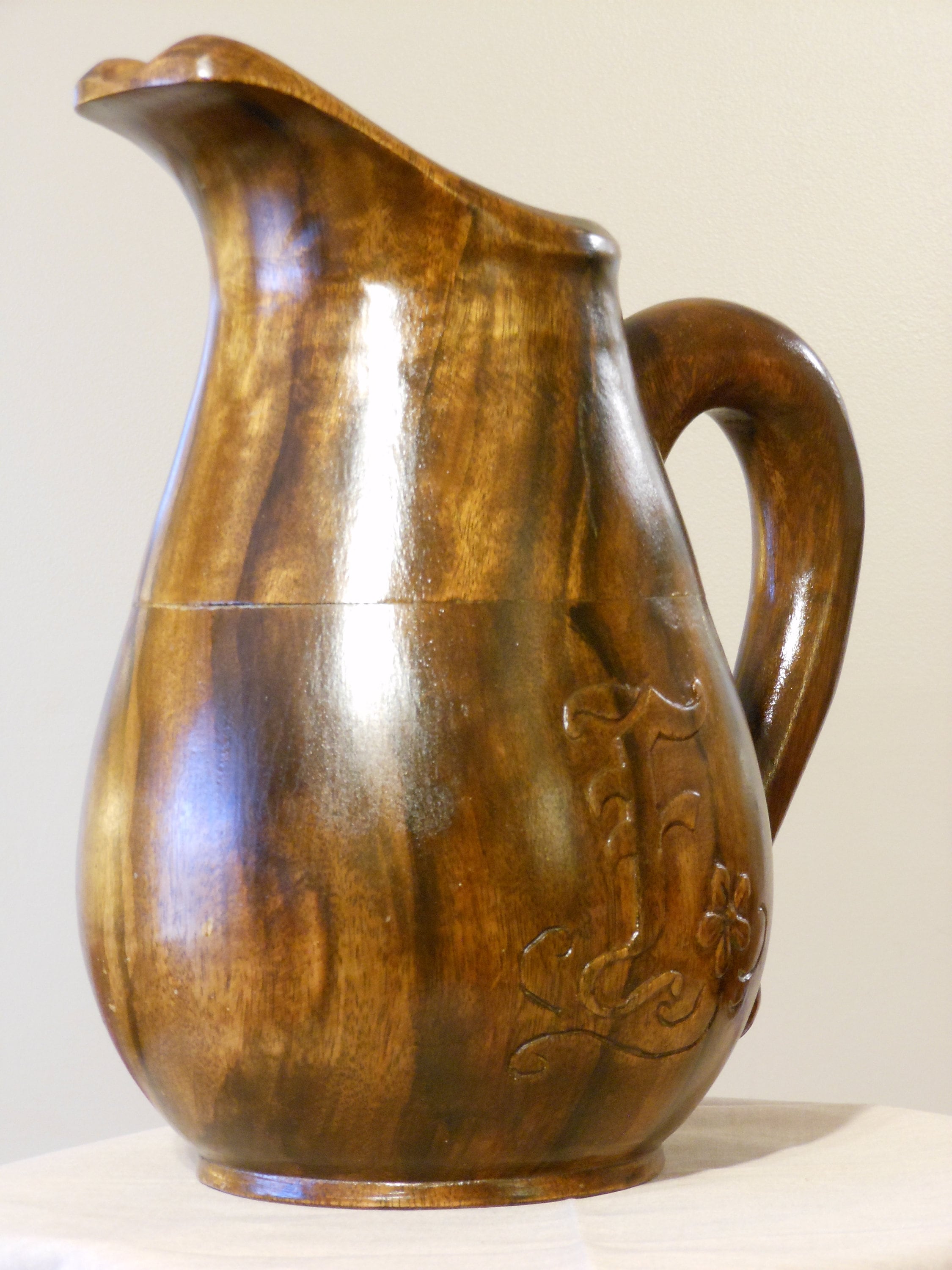 Large Wooden Pitcher Vase