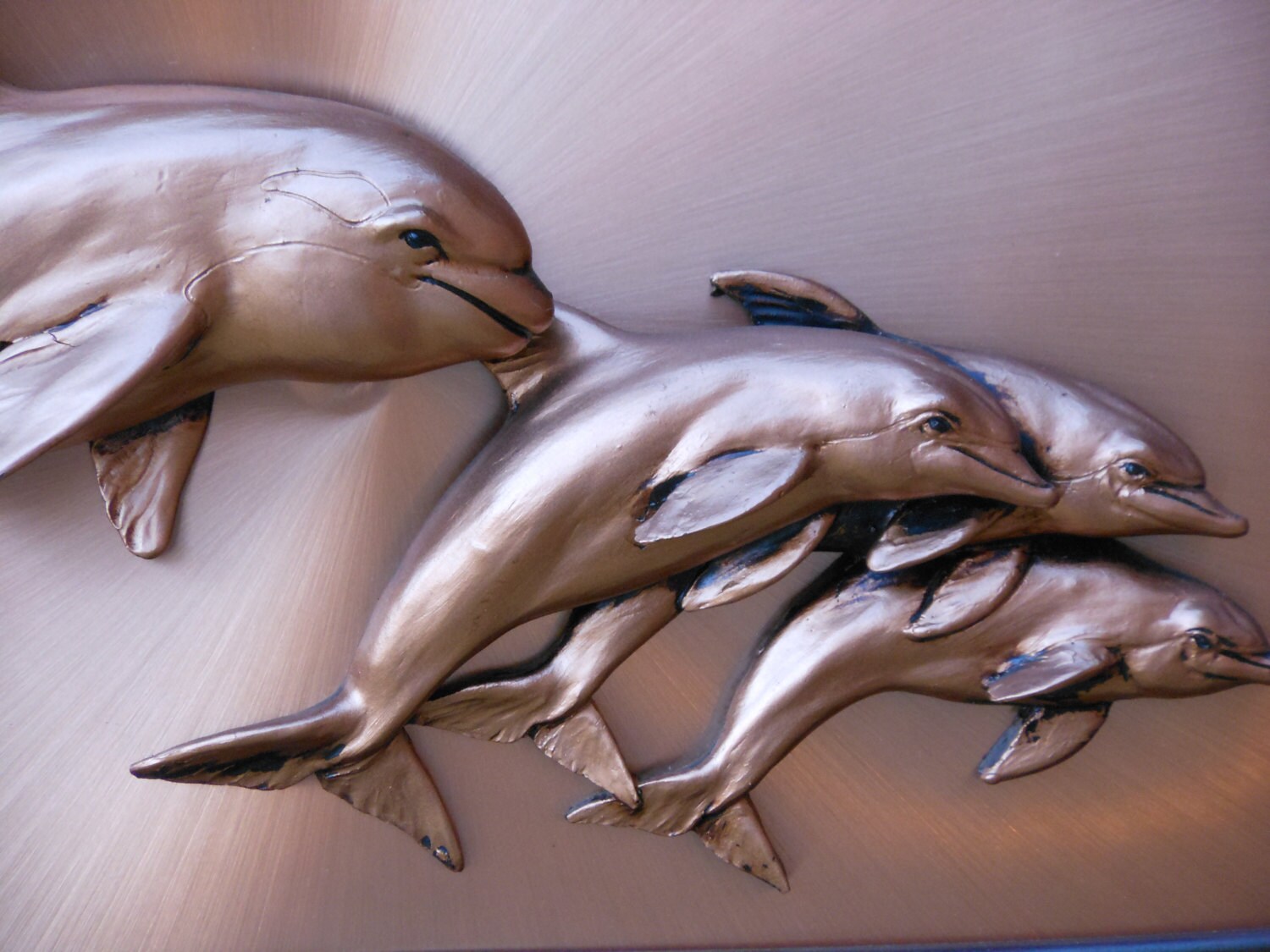 Copper & Clay Framed Dolphins 3D Sculpture