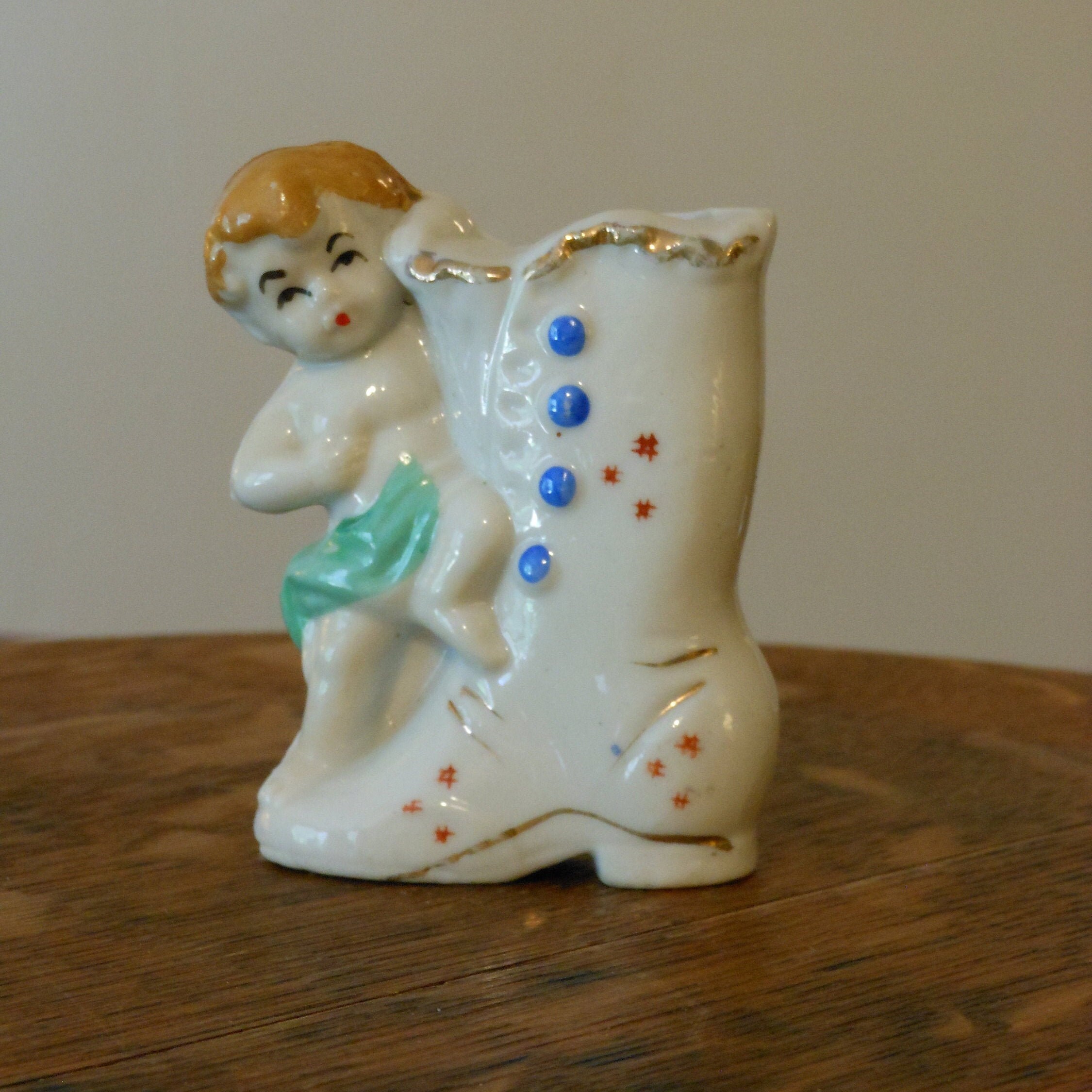 Vintage Japanese Cherub & Boot Toothpick Holder
