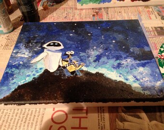 Wall-E and Eve Inspired Painting