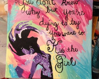 12x12 Abstract Little Mermaid Painting with Quote