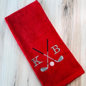 One of a kind  Tri-Fold Monogrammed Golf Towel With Center Grommet, Perfect Gift For Golf Enthusiast, Graduation, Tournament Thank You, Gold