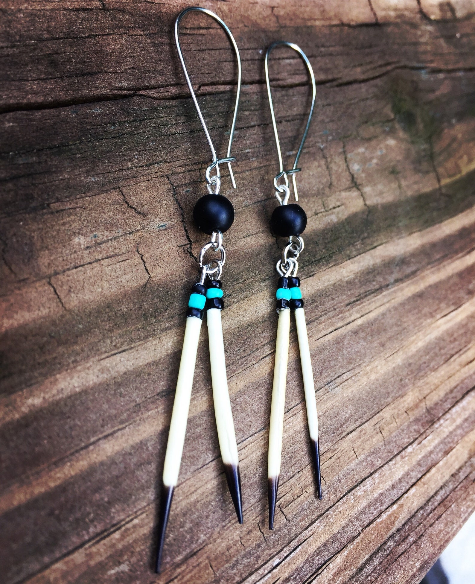 Onyx Turquoise Double Quills Etsy