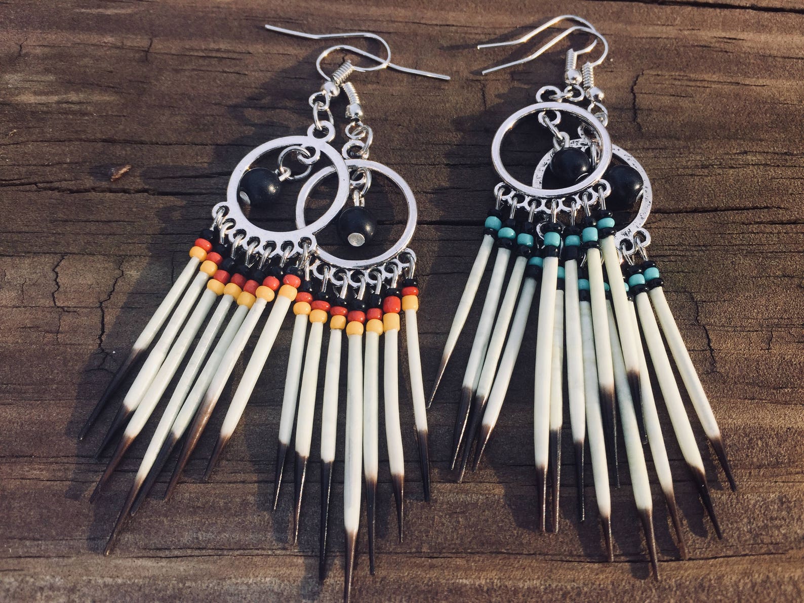 Hoop Tribal Onyx Quills Etsy