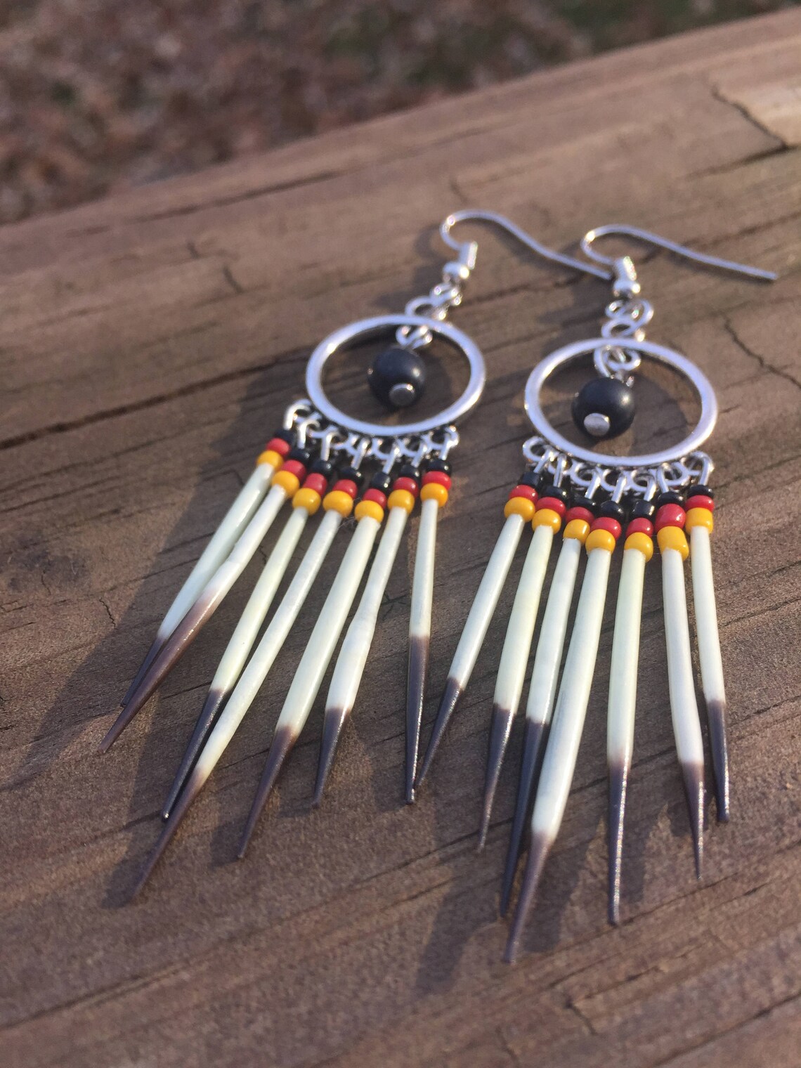 Hoop Tribal Onyx Quills Etsy