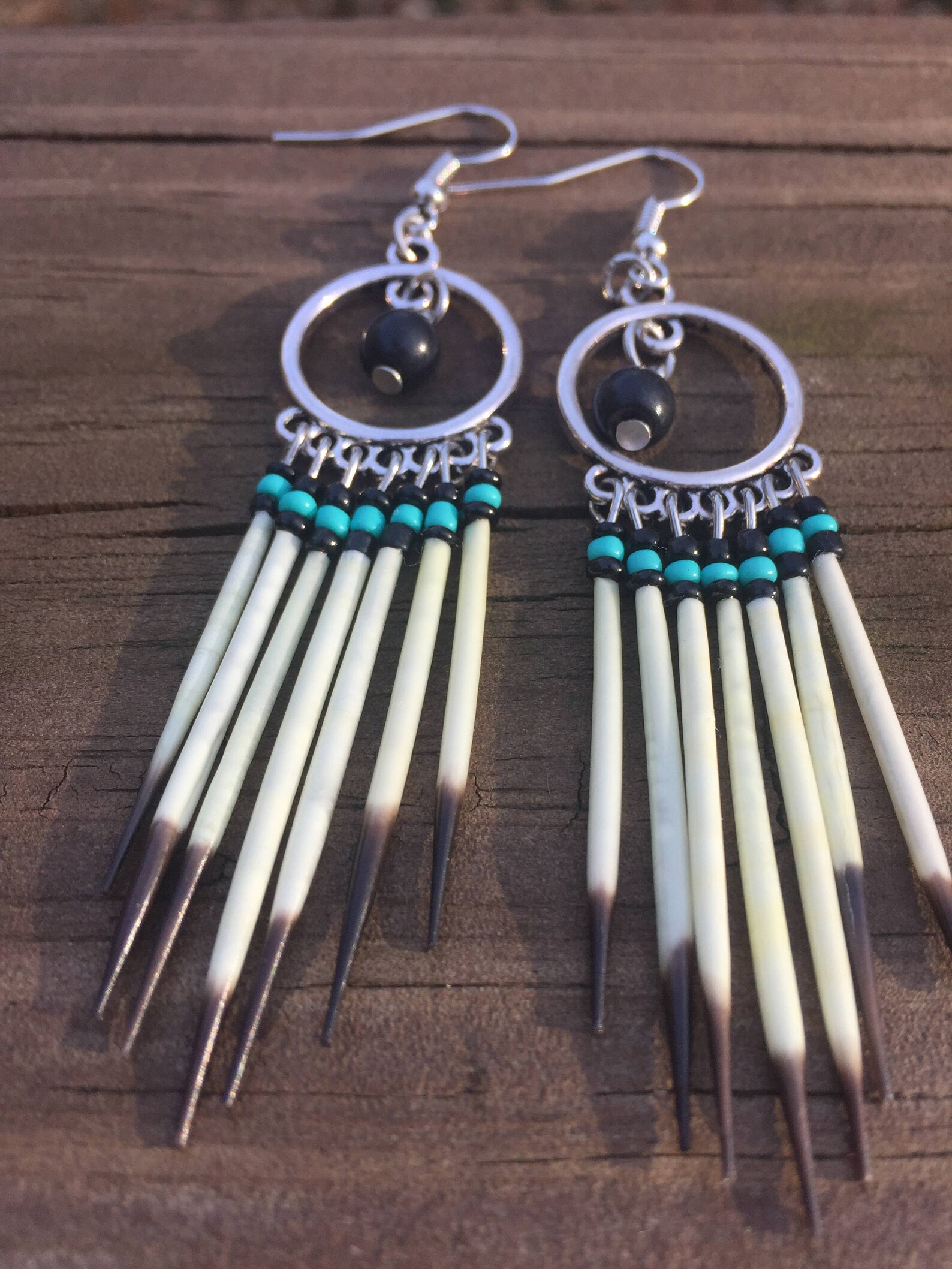 Hoop Tribal Onyx Quills Etsy