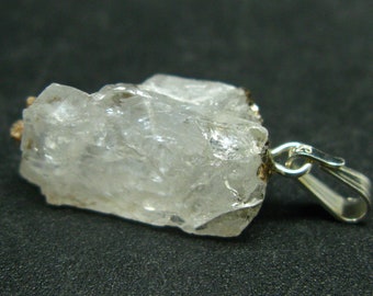 Raw Rock Crystal Point Pendant Natural Beautiful Crystal Gold Electroplated Pendant PC-0382