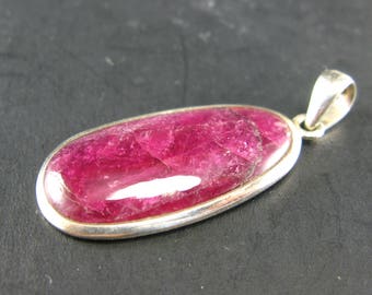 Pink Tourmaline Sterling Silver Pendant - 1.8"
