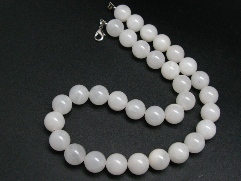 Genuine White Azeztulite Stone Necklace Earrings Bracelet Round 14mm Beads Set from North Carolina One-of-A-Kind!