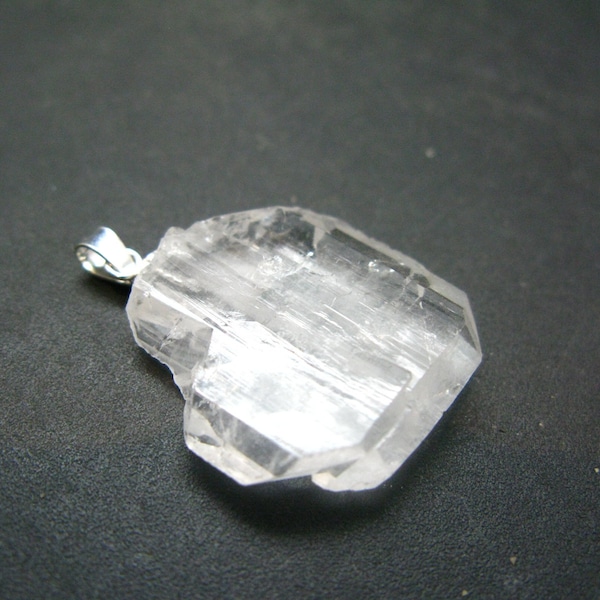 Faden Quartz Crystal Silver Pendant From Brazil - 1.2" - 4.83 Grams
