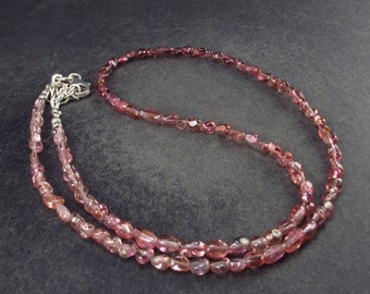 Lightweight Tumbled Pink Tourmaline Tiny Beads Necklace from Brazil - 19" - 7.2 Grams