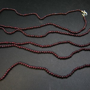 Love and Passion!!  Set of Three Natural Red Garnet Almandine 3 mm Round Bead Necklace - 18'' Each