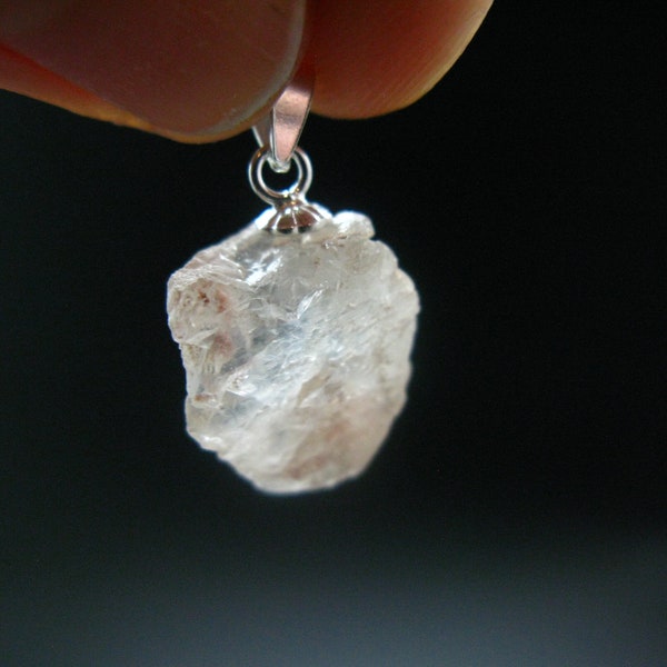 Rare Terminated Gemmy Nirvana (Pink Ice) Quartz Crystal Silver Pendant from the Himalayas - 0.7" -2.80 Grams