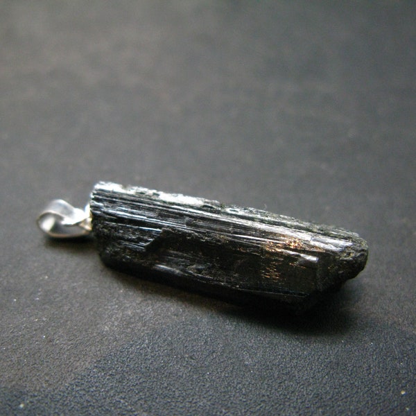Aegirine Crystal Silver Pendant From Malawi - 1.3" - 3.65 Grams
