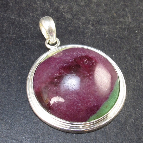 Ruby In Zoisite Silver Pendant from India - 1.2" - 6.7 Grams