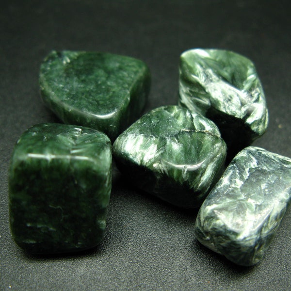 Lot of 5 Nice Polished Seraphinite Clinochlore Stones From Russia