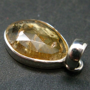 Rare Untreated Faceted Gem Imperial Topaz 925 Silver Pendant from Brazil - 1.1" - 2.75 Grams