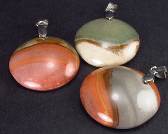 Lot of 3 Natural  Multicolored Polychrome Jasper Pendant from Madagascar