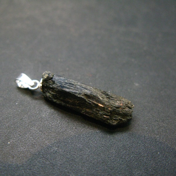 Aegirine Crystal Silver Pendant From Malawi - 1.2" - 1.97 Grams