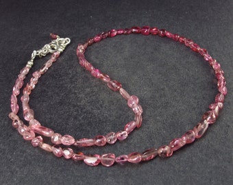 Lightweight Tumbled Pink Tourmaline Tiny Beads Necklace from Brazil - 19" - 8.2 Grams