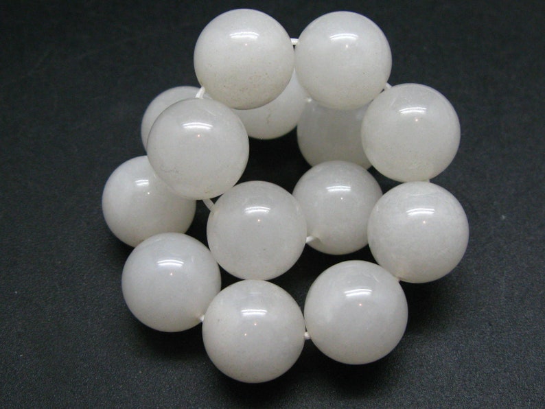 Genuine White Azeztulite Stone Necklace Earrings Bracelet Round 14mm Beads Set from North Carolina One-of-A-Kind!