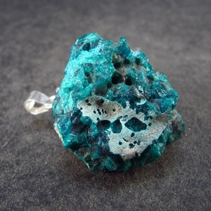 Emerald Copper!! Very Sharp Intense Emerald Green Dioptase Crystal Silver Pendant from Congo - 6.74 Grams - 1.0"