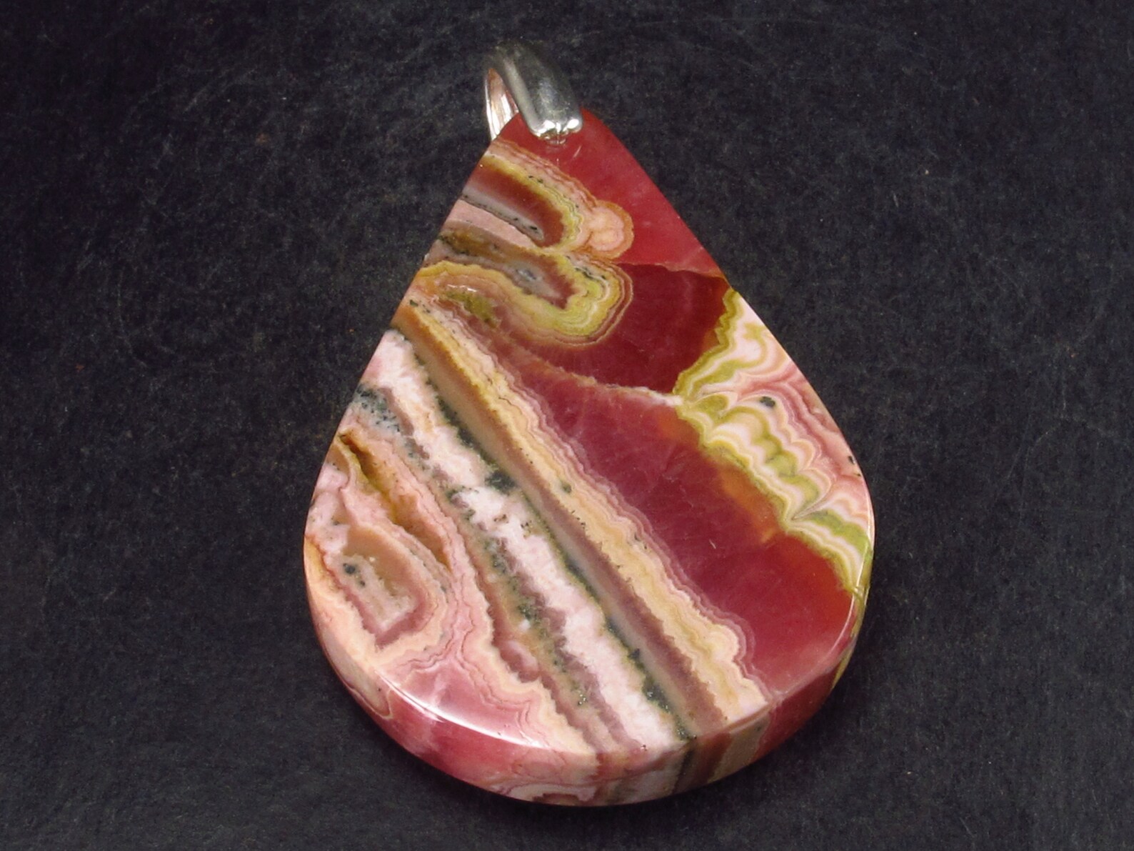Inca Rose Rhodochrosite Polished Cabochon Silver Pendant Etsy