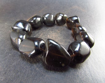 Apache Tears Obsidian Genuine Bracelet ~ 7 Inches ~ 20mm Beads