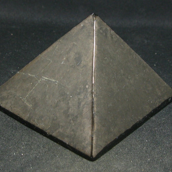 Black Shungite Pyramid From Russia - 1.2" Base