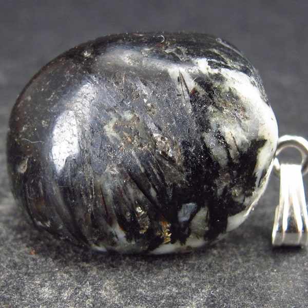 Tumbled Astrophylite Astrophyllite Silver Pendant From Russia - 1.1"