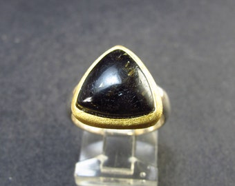 Nuumite Nuummite Sterling Silver Ring from Greenland - Size 6.5 - 5.86 Grams