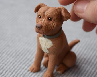 Custom Dog Figurine: Miniature Handmade Polymer Clay Pet Portrait