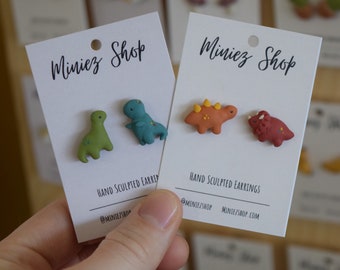 Dinosaur Hand Sculpted Polymer Clay Mix and Match Dinosaur Earrings
