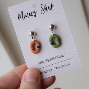 Climbing Carabiner Hand Sculpted Polymer Clay Mini Climbing, bouldering, Climber Dangle Earrings