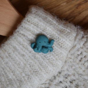 Octopus Hand Sculpted Polymer Clay Octopus Pin