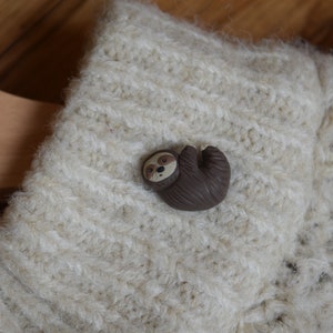 Sloth Hand Sculpted Polymer Clay Sloth Pin