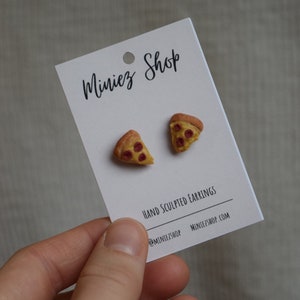 Pizza Hand Sculpted Polymer Clay Mini Pizza Food Themed Earrings