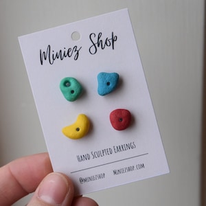 Climbing hold Hand Sculpted Polymer Clay Mini Mountain Climber Bouldering Earrings