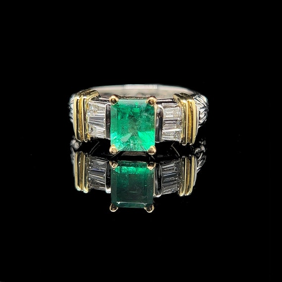 1.40ct. Emerald & Diamond Vintage Engagement or F… - image 1