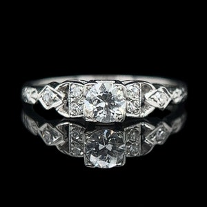 Art Deco .33ct. Diamond Antique Engagement - Fashion Ring 18K White Gold - J39205