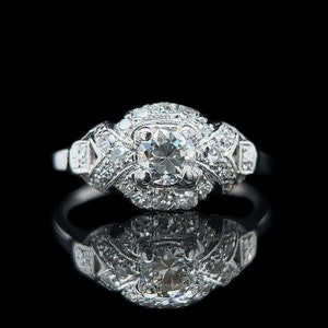 Art Deco .50ct. Diamond & Platinum Antique Engagement Ring - J37141