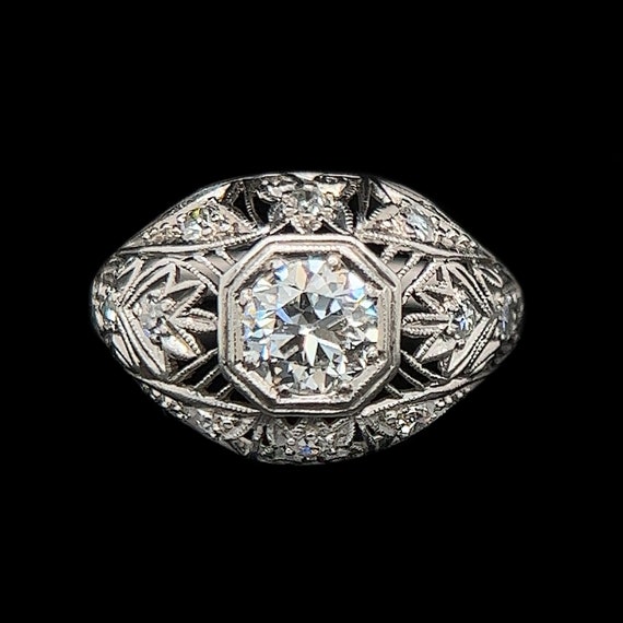 Art Deco .65ct. Diamond Antique Engagement - Fash… - image 1