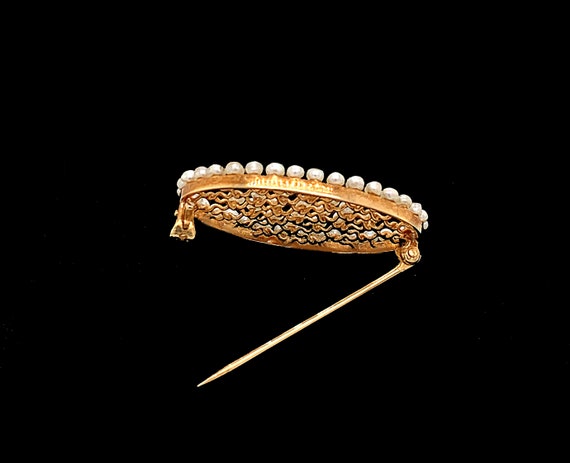 Late Victorian - Edwardian Seed Pearl Brooch Yell… - image 3