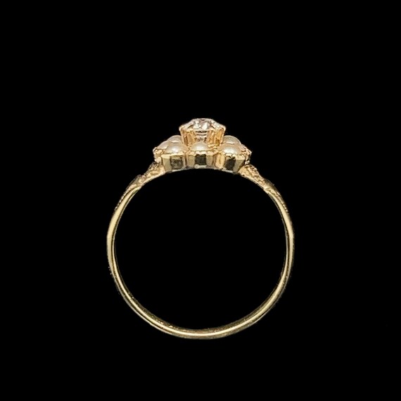 Edwardian .16ct. Diamond & Seed Pearl Antique Wed… - image 4