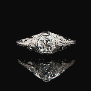 Art Deco .60ct. Diamond Antique Engagement - Fashion Ring 18K White Gold - J36881